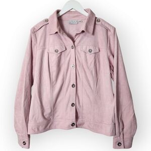 Joan Rivers Classic Faux Suede Pink Jacket/Shacket size Medium